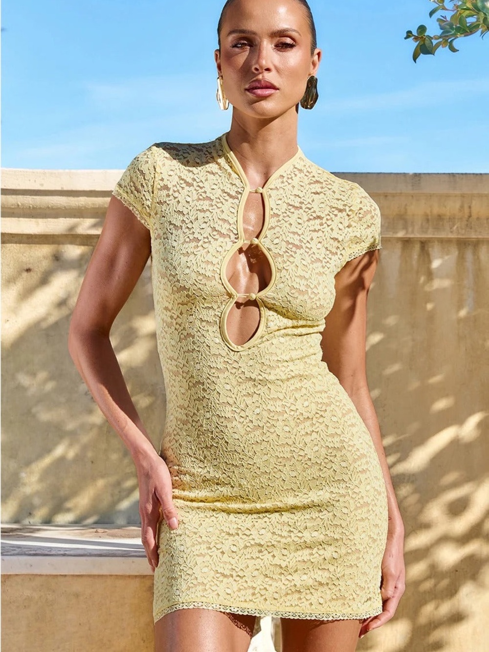 RUNAWAY THE LABEL LUANI MANDARIN COLLAR MINI DRESS size large